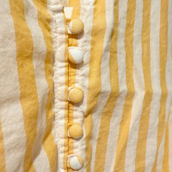 Madewell Agency Tie-Front Button Top Pompano Stripe Bayside Warm Honeysuckle SM - Picture 4 of 12